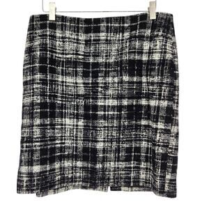 Ann Taylor Black & White Plaid Wool Blend Pencil Skirt – Size 14